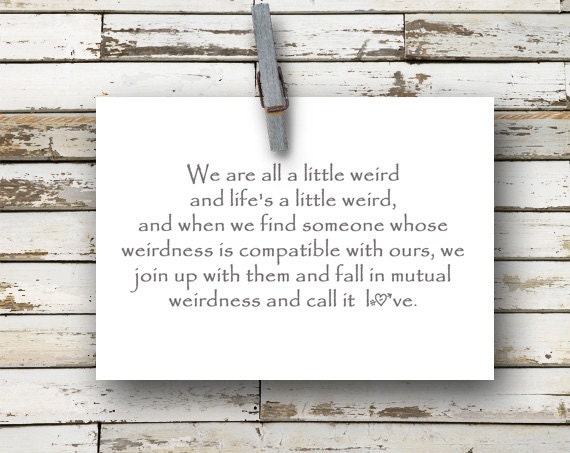 We are all a little weird - 4x5.5  folded greeting card - Dr. Seuss, Wedding