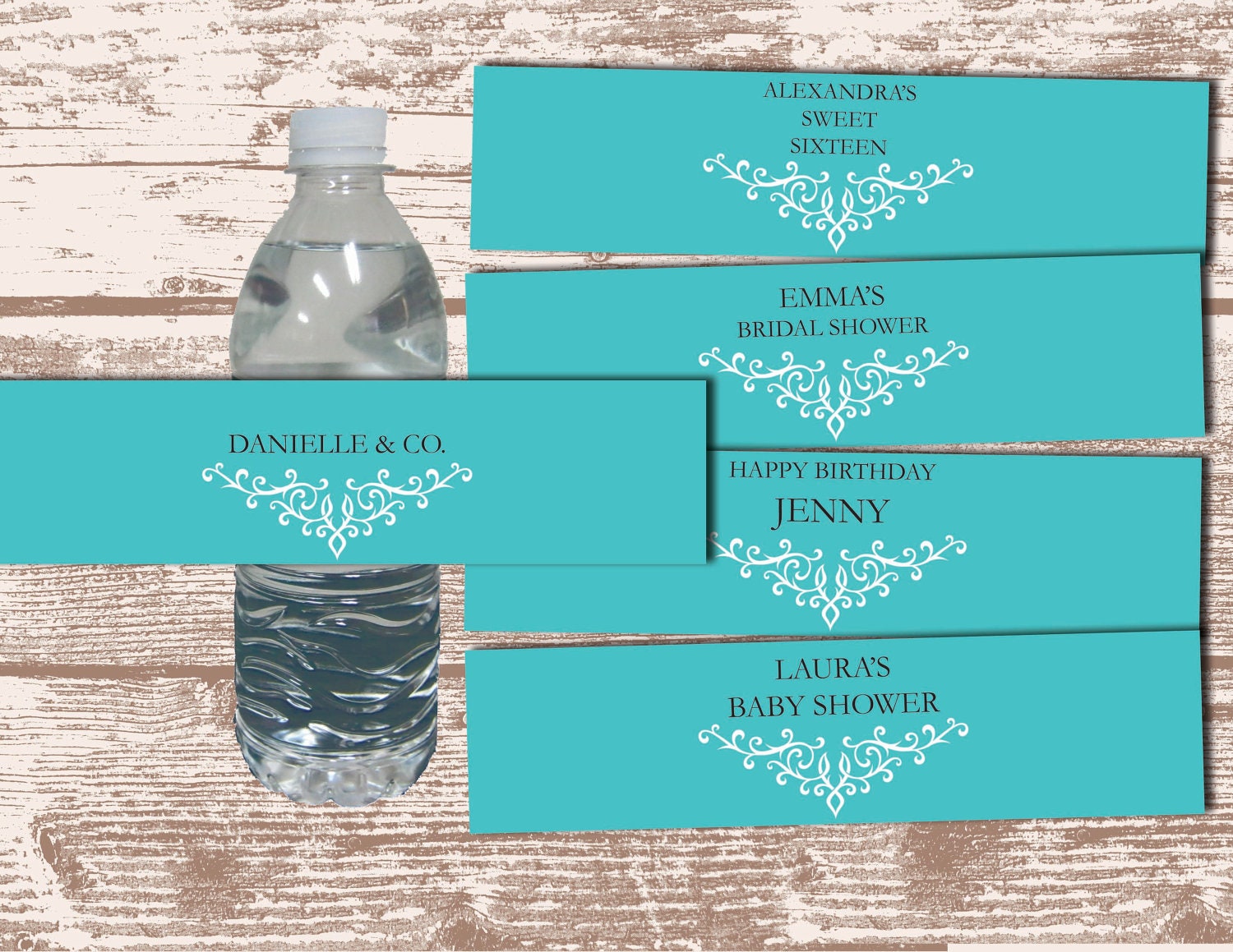 PRINTABLE PDF Wedding/ Bridal Shower Robins Egg Blue Personalized Water Bottle Wraps Il_170x135