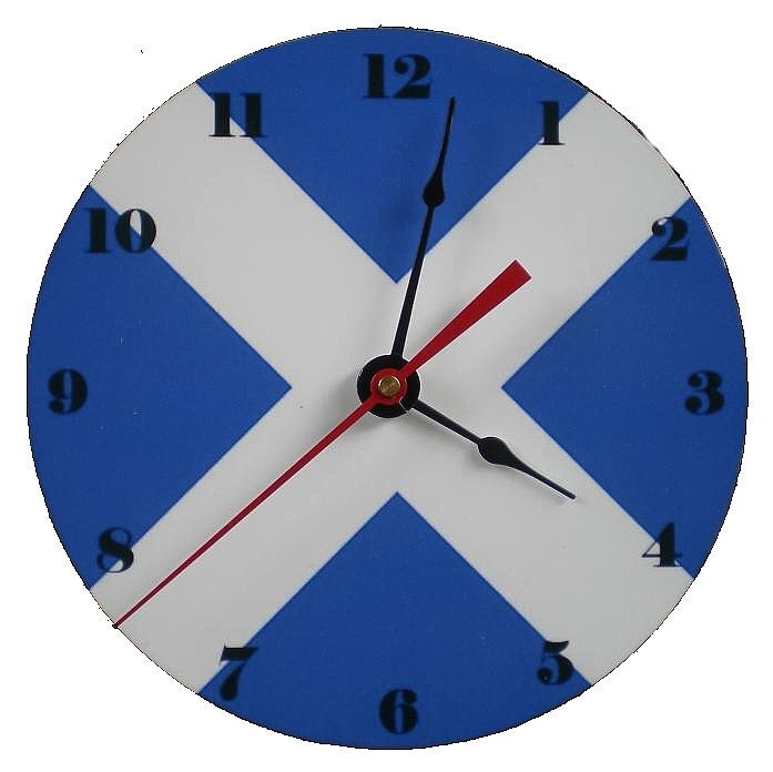 CD Clock Scottish Flag Recycled Compact Disc Clock for Desk or Wall