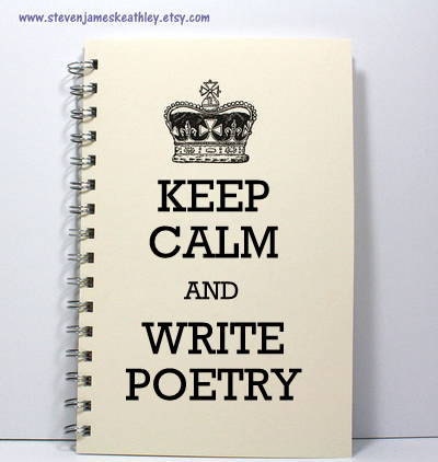 Large Poetry Journal Diary Notebook Sketch Book - Keep Calm and Write Poetry - Ivory