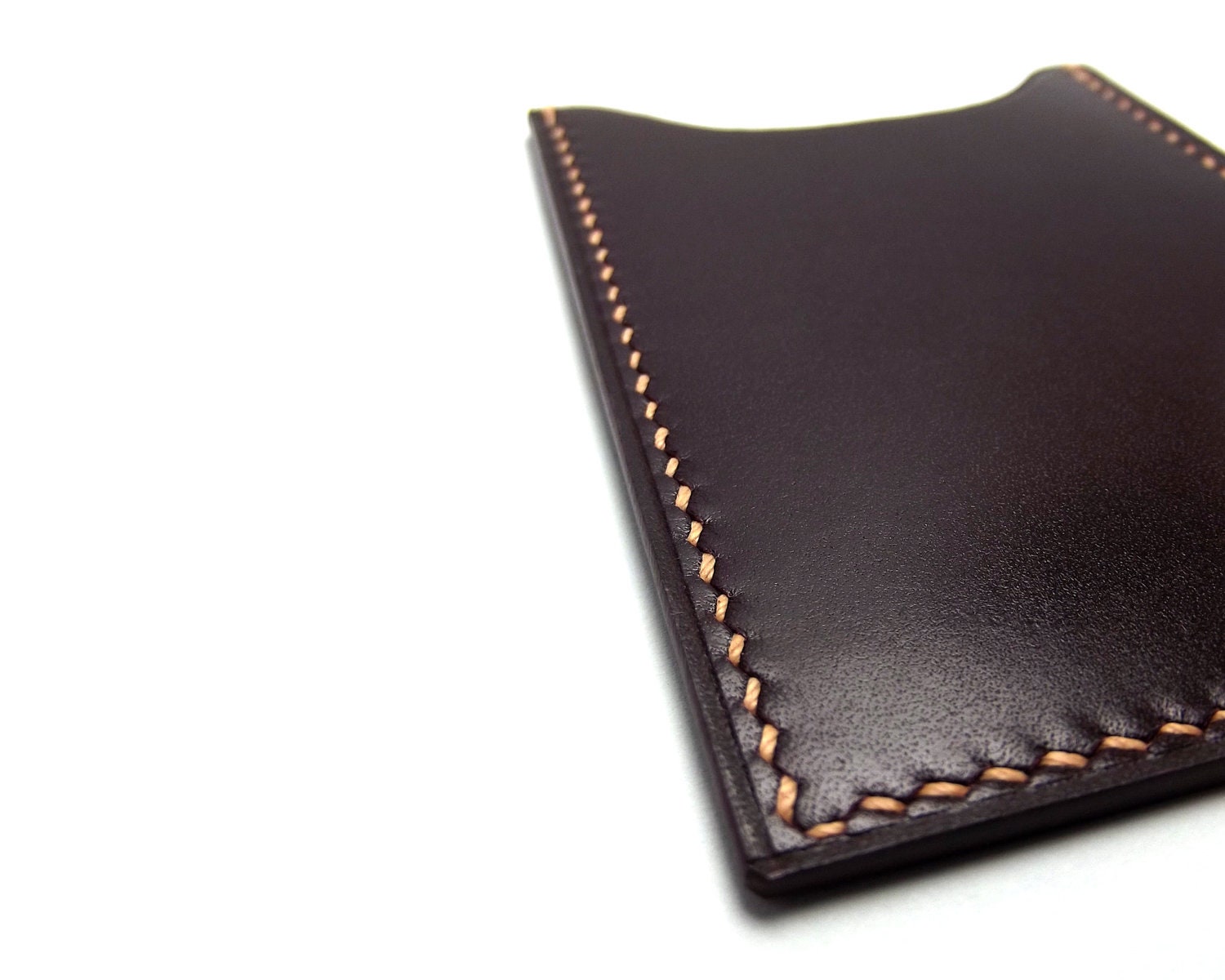 Chic Oxblood Leather Card Holder, Redwood, Naturally tanned Leather Card Case, Mahogany, Leather Personalization