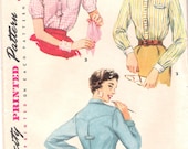 Vintage Sewing Pattern 50s Blouse Pattern Western Yoke 32 bust Simplicity 4813 size 12 Shirt Top