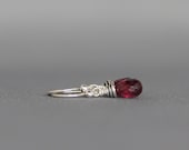 Sweet Rhodolite Garnet Briolette Earrings with Bali Silver Caps