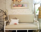 Painted Cottage Chic Shabby White Romantic French Louis Sofa CHR359