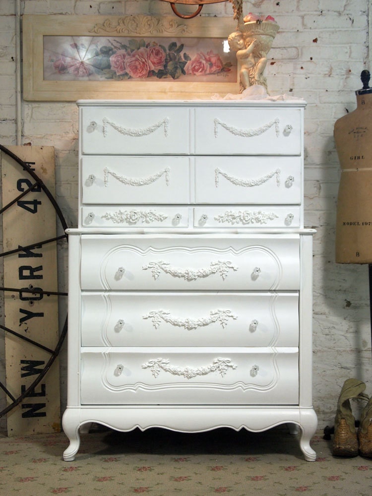 Painted Cottage Chic Shabby White French Dresser CH381