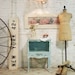 Painted Cottage Chic Shabby Aqua Romantic French Night Table NT435