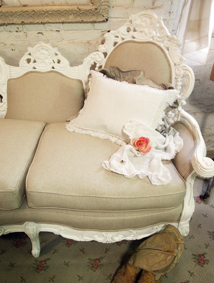RESERVED for ELIZABETH Painted Cottage Shabby White French Love Seat