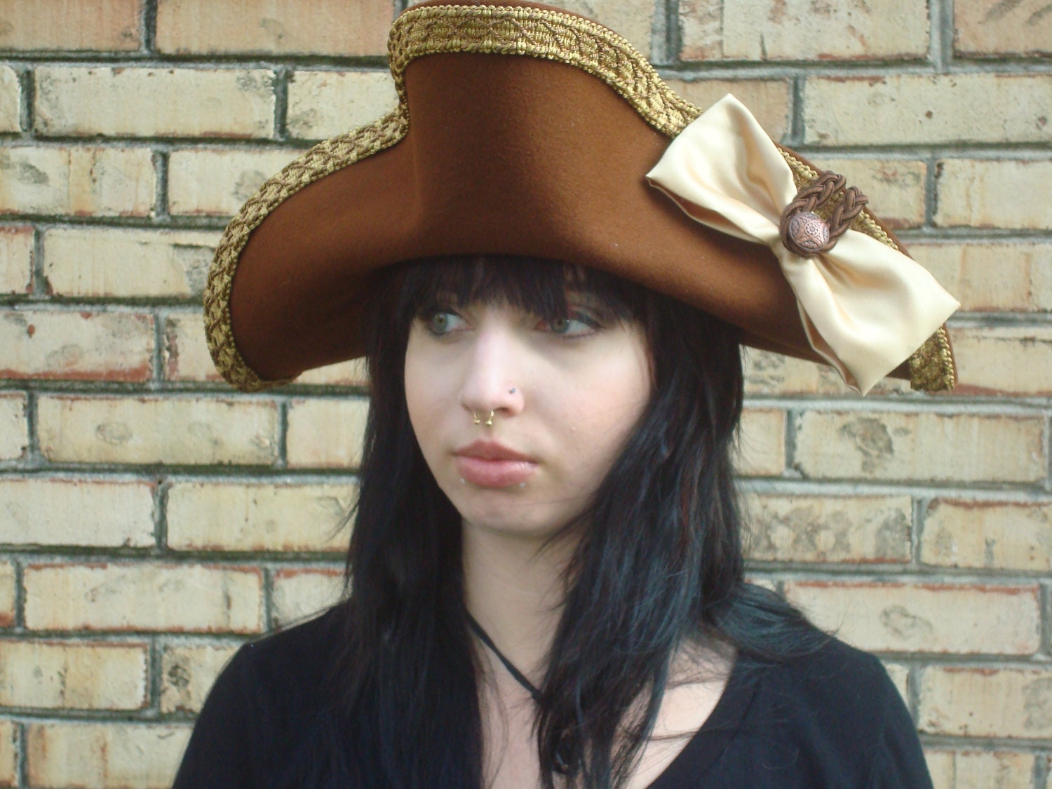 Letters of Marque,  handblocked, Velour fur felt, Bicorn,  Pirate Hat