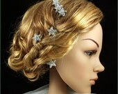 Set of 3 (three) - Starfish - Wedding Hair Pins, Bridal Accessories, Beach Wedding, Sea, Star, Starfish, Rhinestones, Crystal, Vintage Style