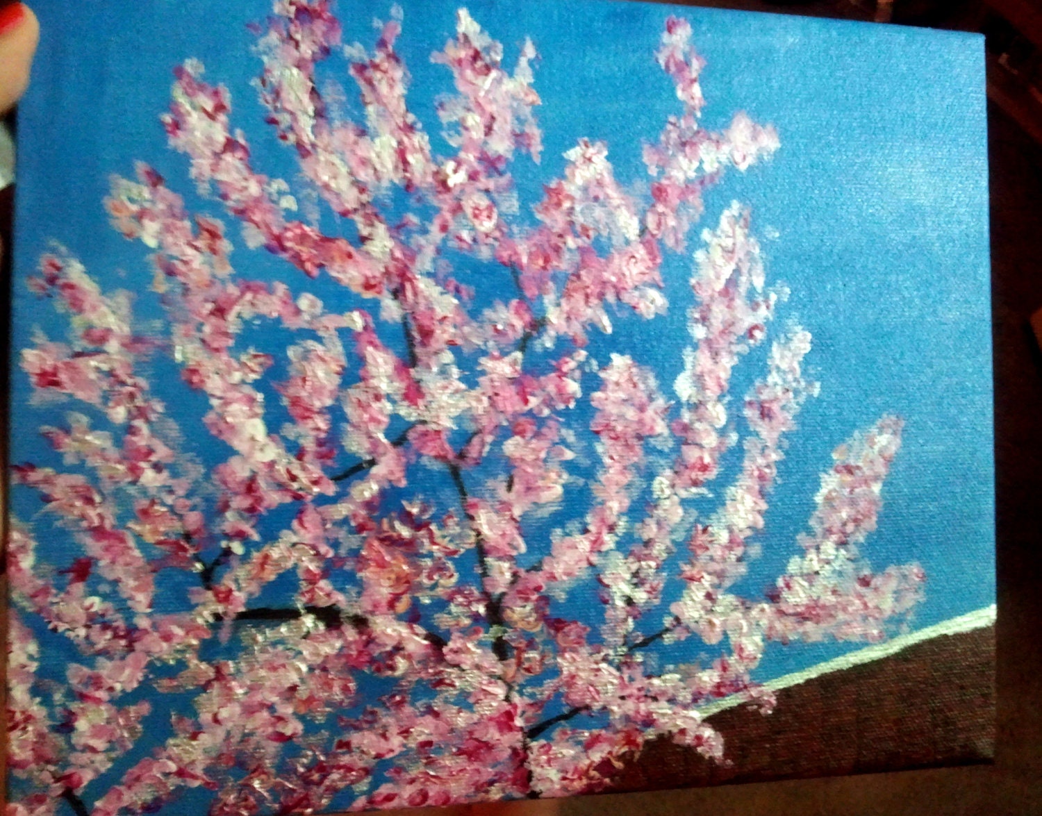 pink blossoms -- original painting -- unique home decor or housewarming gift
