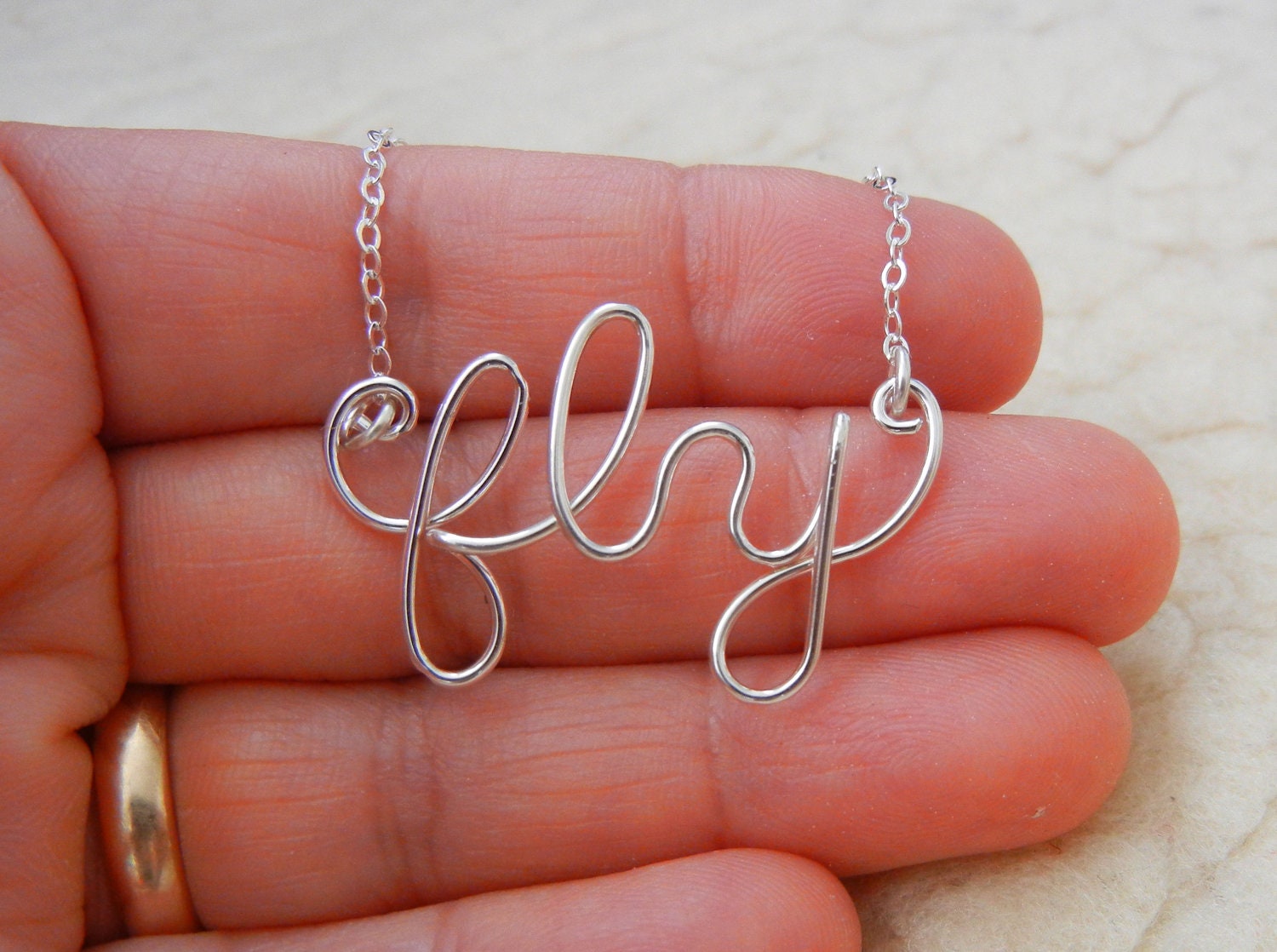 Word necklace "fly" in sterling silver