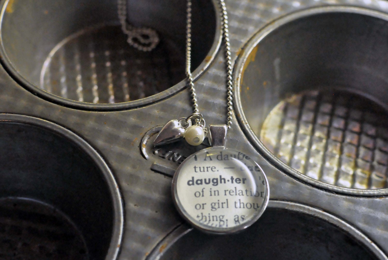 Vintage Dictionary Word Necklace Pendant DAUGHTER