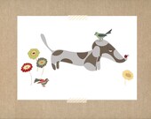 Puppy Dog Art (dachshound, basset, art for a dog person, puppy love, best friend)