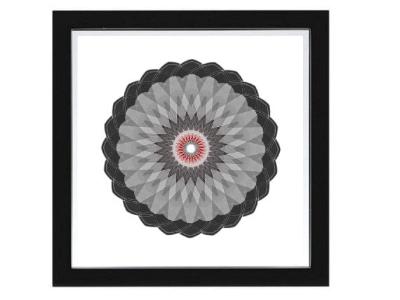 February, Geometric Flower of the Month Club --- 5 x 5 inch, abstract generative art print, Flower 11d,  giclee on cotton rag paper