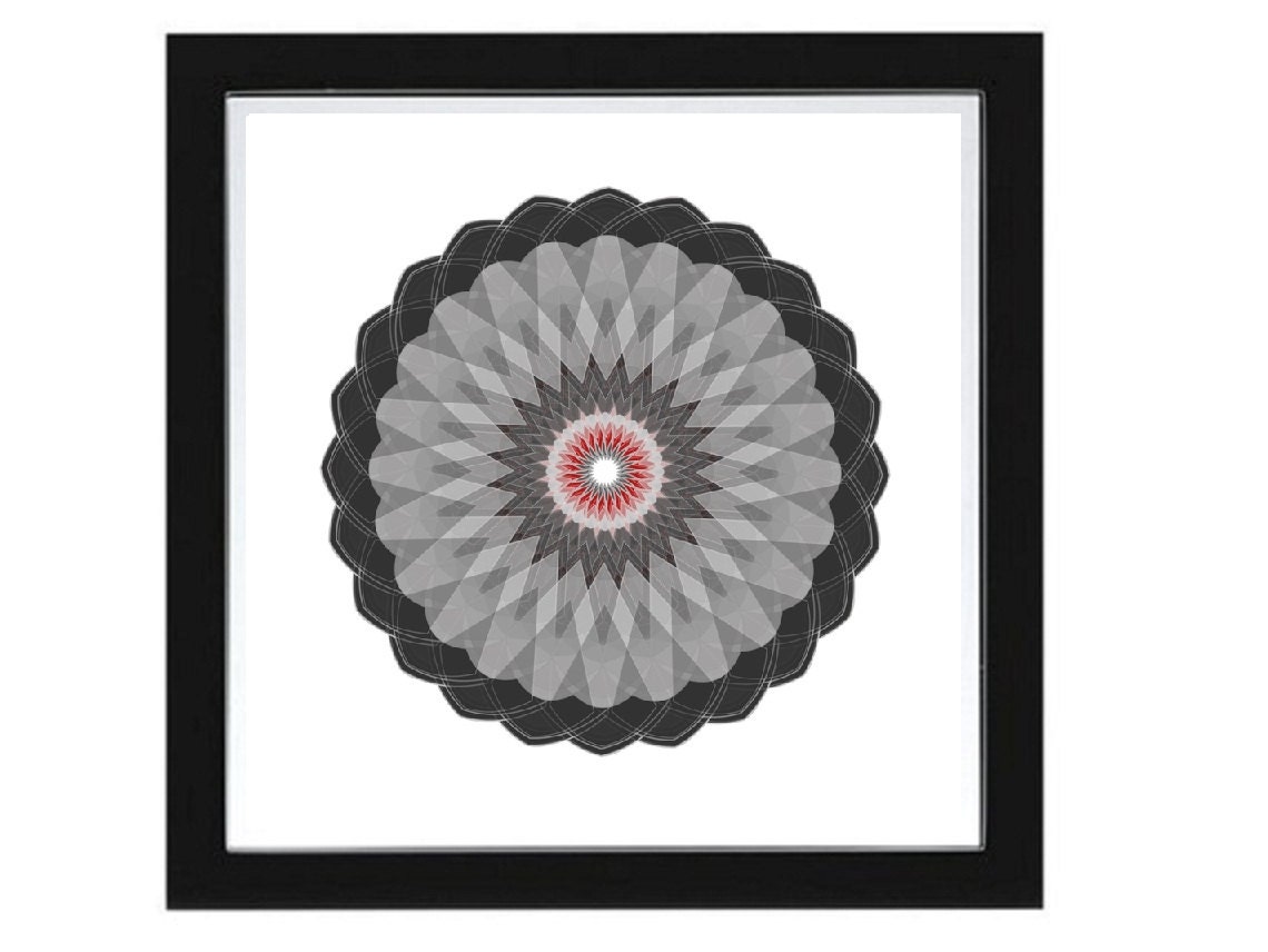 February, Geometric Flower of the Month Club --- 5 x 5 inch, abstract generative art print, Flower 11d,  giclee on cotton rag paper