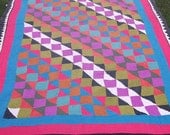 Bright Zingy Colors. Sindhi Patchwork Ralli Quilt.  Hand made. From Pakistan.