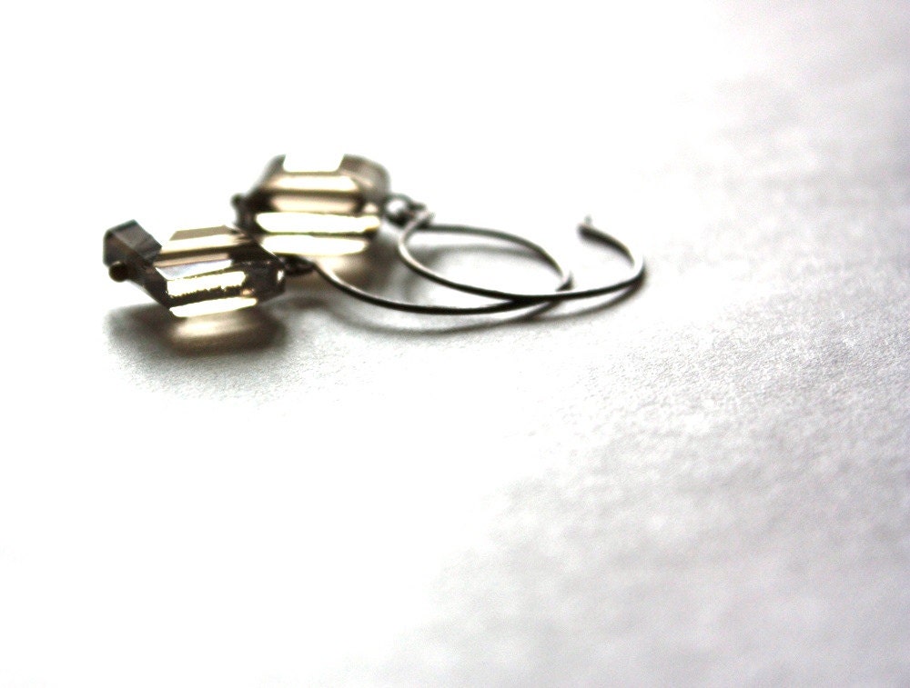 Titanium Colored Square Earrings
