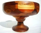 Mid Century Danish Mod Mixed Wood Geometric Bowl