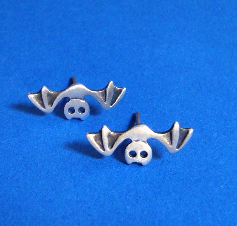 Hanging Bat Earrings Studs  Jewelry sterling silver Goth Vamp Teens Kids Girl Boy ire mom for her spring