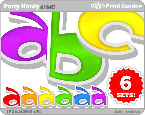Party Hardy Alphabet - BUY 2 GET 2 FREE - Digital Clip Art Personal and Commercial Use - paper crafts card making scrapbooking