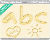 Writing in the Sand Alphabet - BUY 2 GET 2 FREE - Digital Clip Art Personal and Commercial Use - paper crafts card making scrapbooking