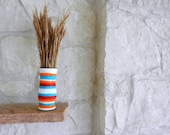 Vase / orange red and turquoise vase / Southwestern home decor / Painted Vase