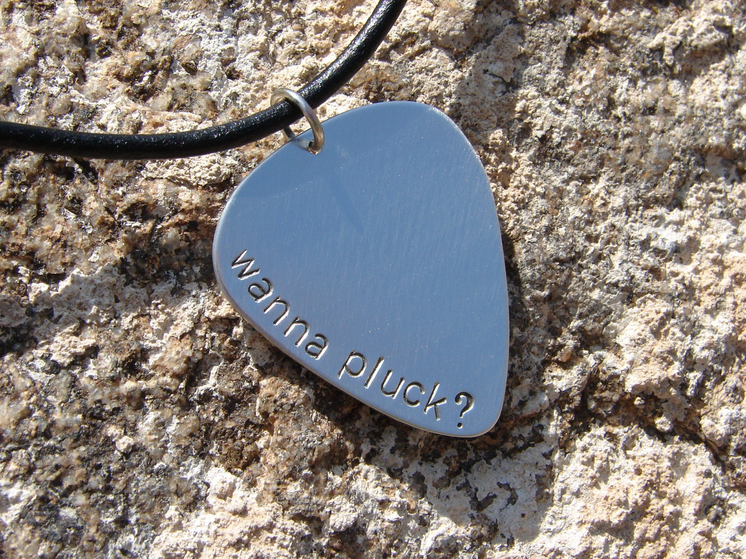 Wanna pluck sterling silver guitar pick necklace
