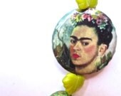 Frida Kahlo necklace, asymmetric necklace, mosaic green turquoise, mixed bead necklace