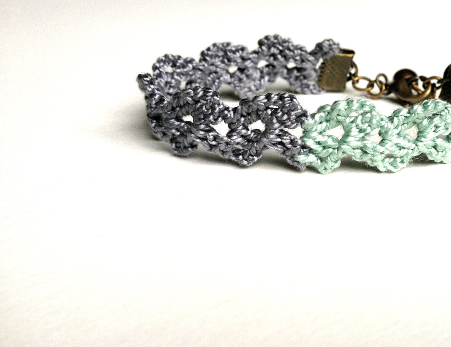 Lace Color Block Bracelet - Pewter & Colonial Green