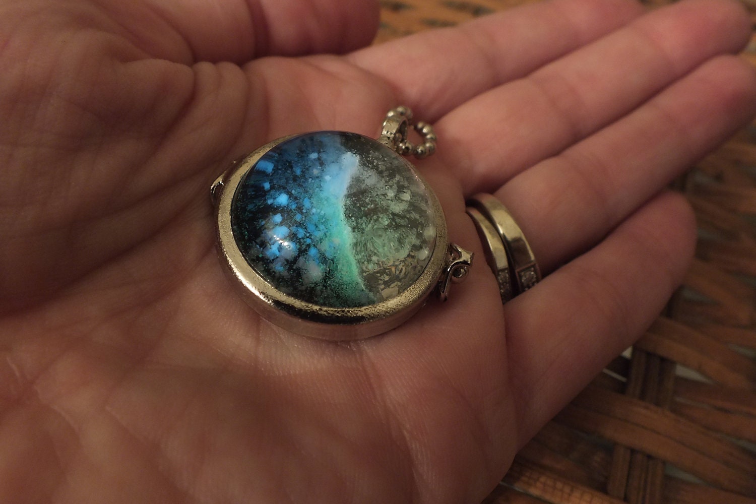 Glow In The Dark Glass Orb Galaxy Necklace
