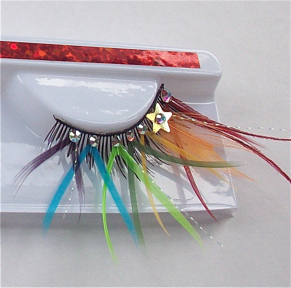Rainbow Star Feather Eyelashes