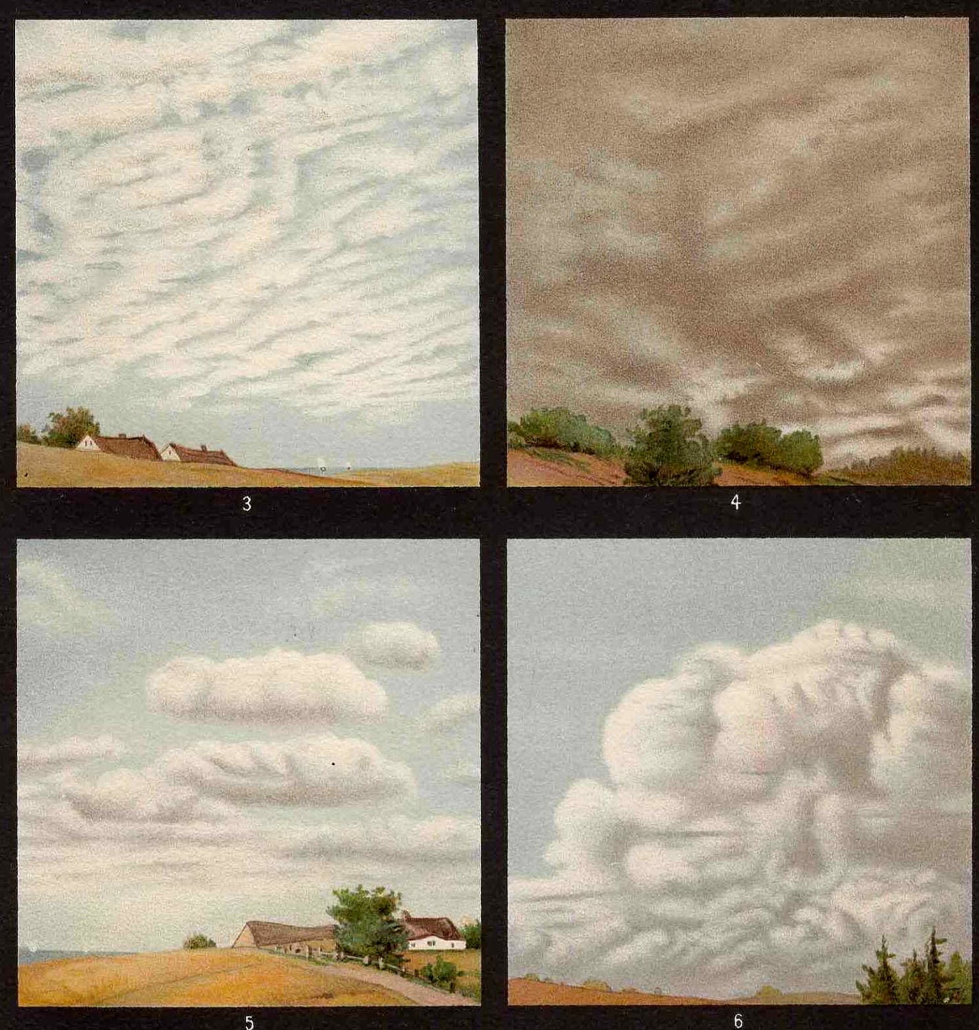 1894 clouds original antique weather climate lithograph print