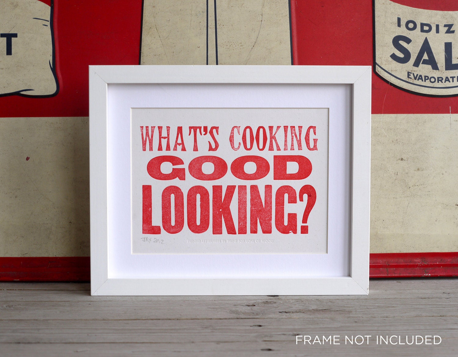 What's Cooking Good Looking - Letterpress Poster Card. Red.