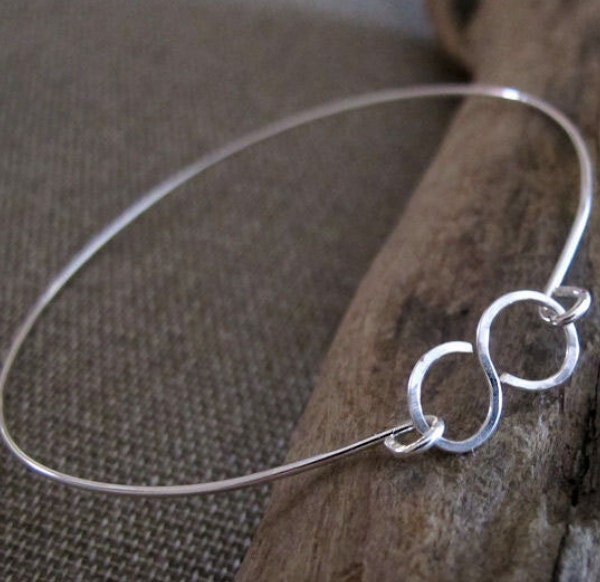 Sterling Silver Infinity Bangle Bracelet. - Elegant Thin lightweight Bangle - Modern Jewelry