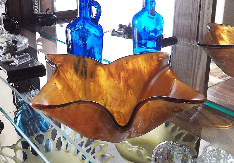 Honey Amber Bowl - Medium Handmade Fused Glass Reserved