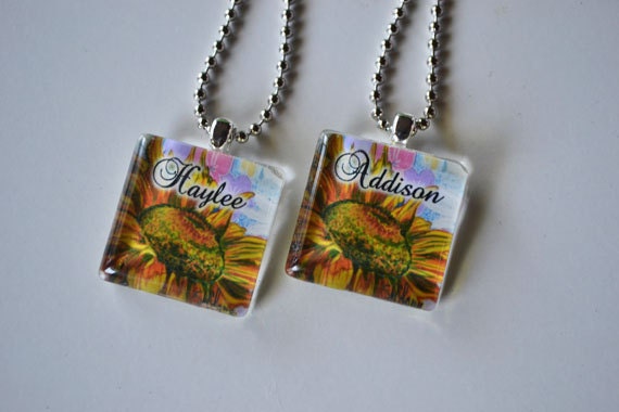 Personalized Sunflower Necklace
