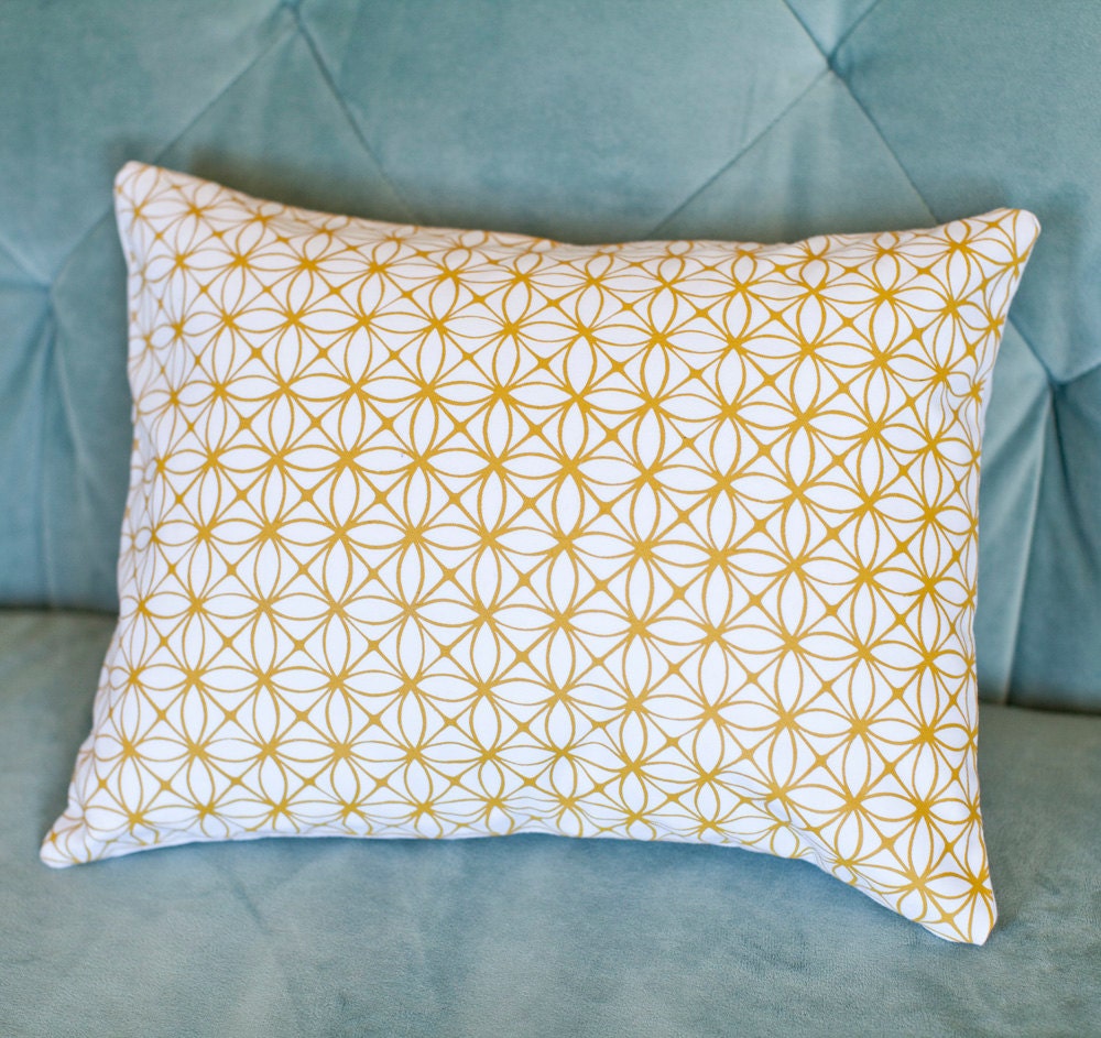 organic pillow cover . stay gold textile . mustard