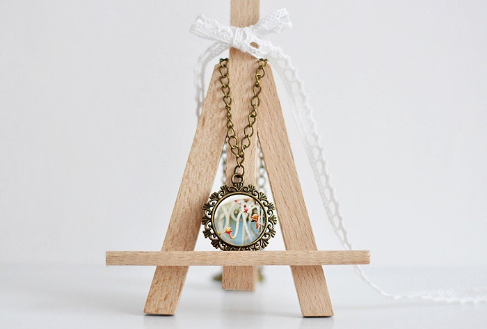 Secret Garden Flower Photo Pendant, Wearable Art, Gift for friend, vintage jewelry bicycle feminine rustic - prices already reduced