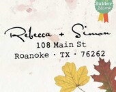 Fancy Script  (Rubber Stamp). Custom Rubber Address Stamp, Thank you, Weddings, RSVP, Handmade with love, Like me on Facebook (2261)