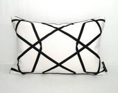 Black White Pillow Cover - Modern Outdoor Cushion - Decorative Geometric - Sunbrella - 12 X 18 inch