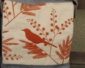Grey Organic Cotton Messenger Bag with Persimmon Acacia Screenprint