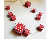 DIY Printable PDF 300dpi digital sheet -Paper Cubic Necklace - Red Polka Dot