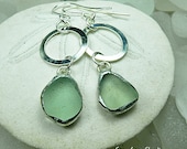 Circle Love, soft green, sea glass earrings, beach glass, seaglass