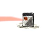 Geometric Orange Sapphire Silver Ring - Orange Abstract