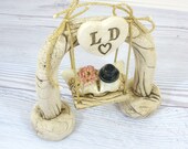 Custom Wedding cake topper Bride and groom Love birds swing cake topper