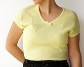 Vintage 1960s Maize Knit Cotton Top