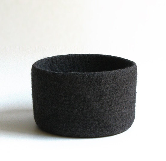 tall felted wool bowl - grey