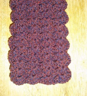 Ladies scalloped Edge Scarf in Blue and Red Tweed