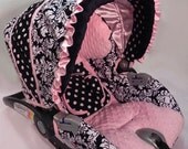 Custom Boutique Dandy Light Pink Minky Infant Car Seat Cover 5 piece set