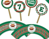 Football party - Personalized DIY printable cupcake wrapper and topper set